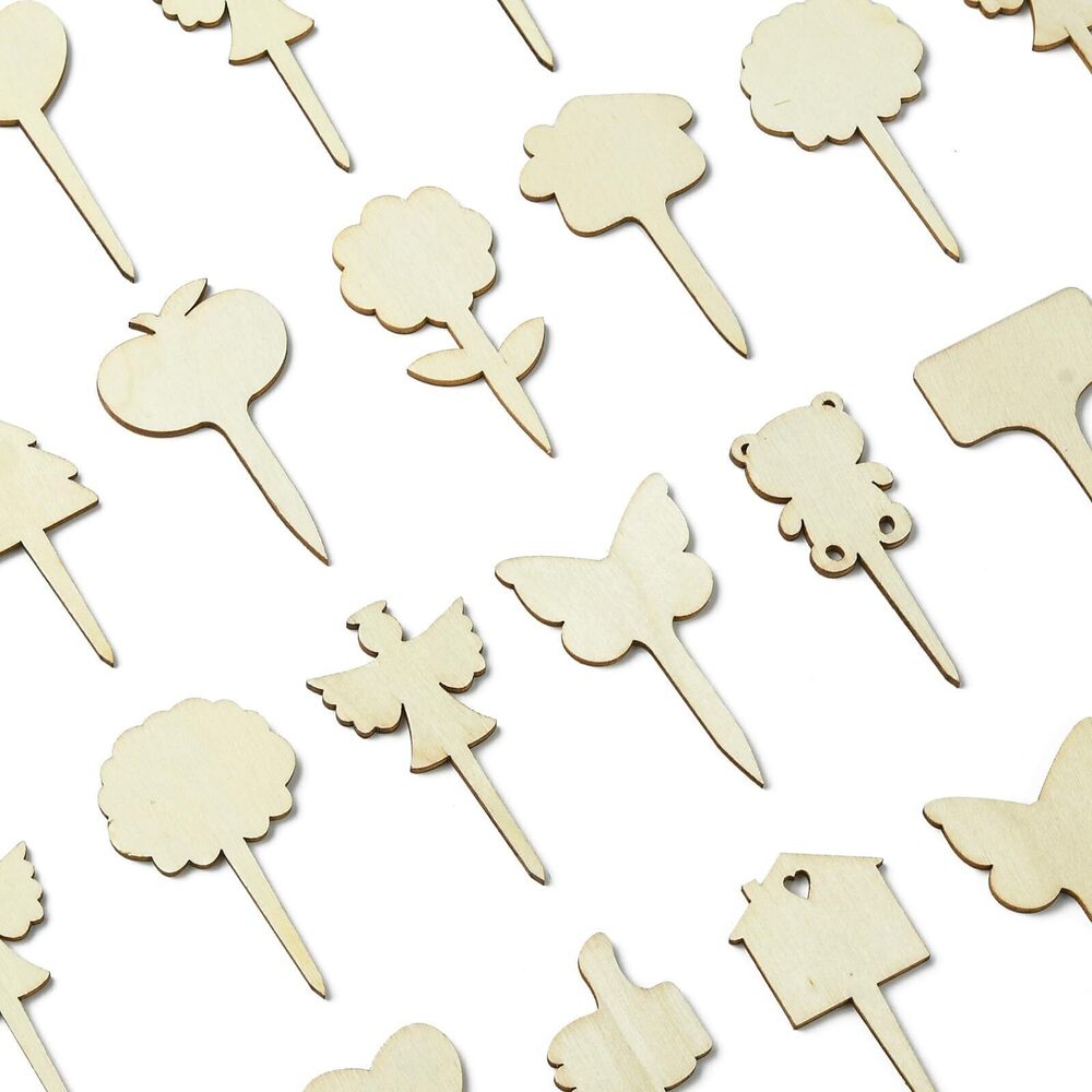 1849 60 pcs 12 Styles Forest Theme Unfinished Wood Cutout Charms Butterfly
